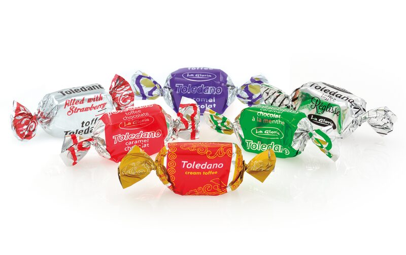 Surtido de toffees Toledano: nata, chocolate, menta, regaliz y fresa